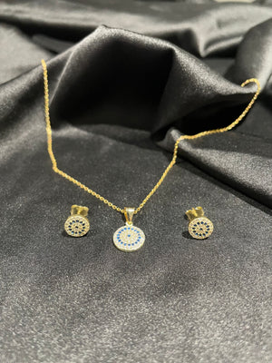 Round evil eye necklace set