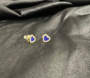 Gold heart blue necklace & earrings